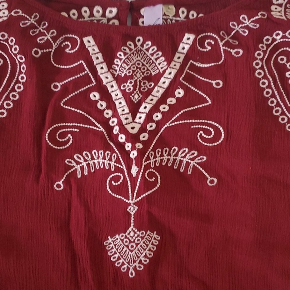 Francesca's Burgundy Embroidered Top - Picture 3 of 7